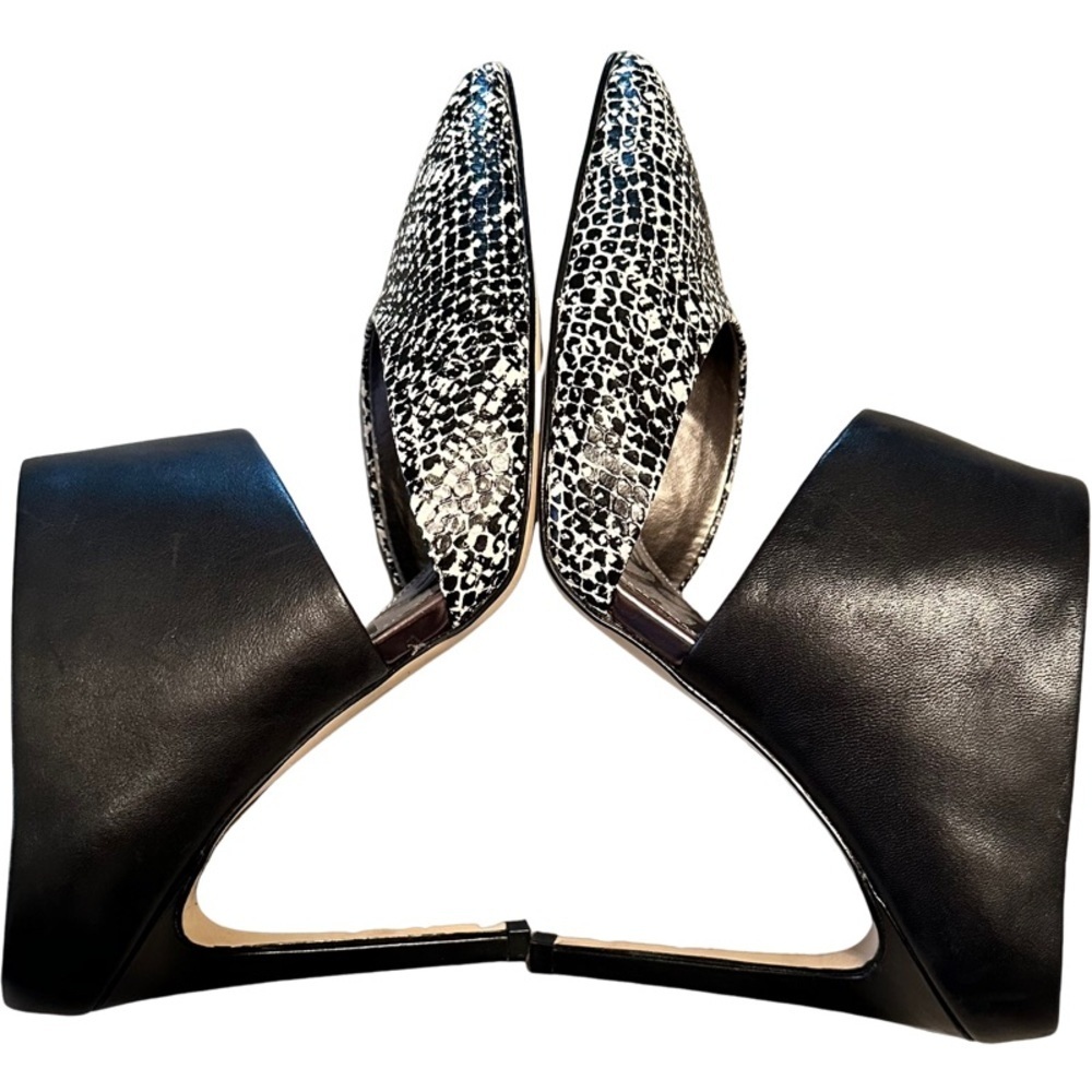 Sam Edelman Black and White Monroe Pointed Toe Stiletto Mules - Picture 3 of 12